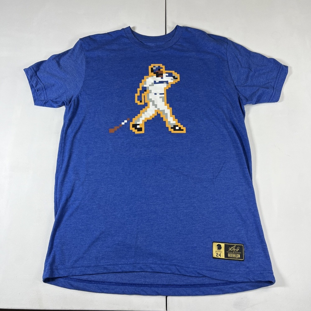 Baseballism Ken Griffey Jr. T-Shirt Video Game Mariners Blue Baseball Tee Mens L